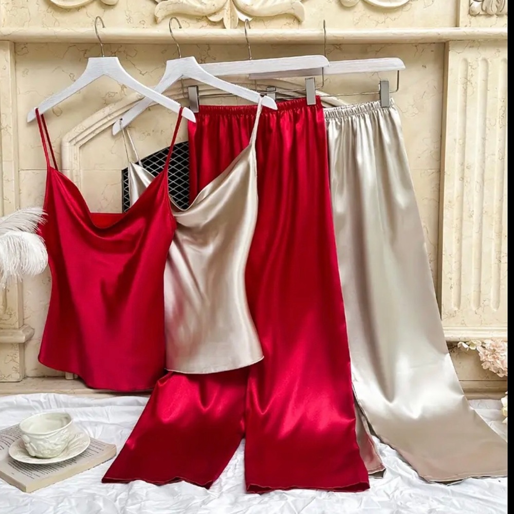 Chic pajama set with makeup bag